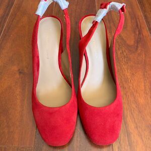 Anthropologie Women's Red Suede Pumps
